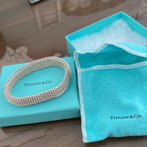 Tiffany 925 Silver Somerset Mesh bangle bracelet
